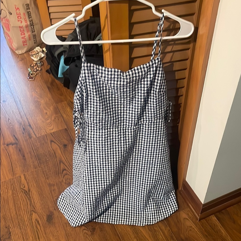 Lulus navy and White Gingham Dress